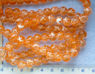 Lakované korálky, oranžová s cákanci,8mm, cca 32ks20g