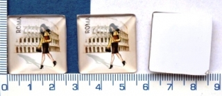 Skleněné kabošony,dáma v Římě,25x25mm,1ks