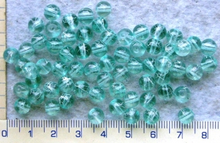 Skleněné korálky s lakováním, sv.modrá s cákanci, 8mm, cca36ks-20g