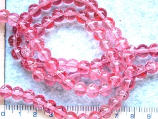 Skleněné korálky s lakováním, sv.růžová až béžová s cákanci, 8mm, cca36ks-20g