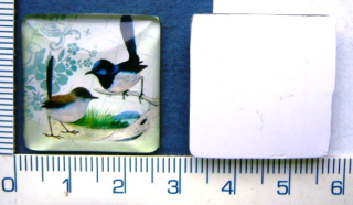 Skleněné kabošony,ptáčci,25x25mm,1ks