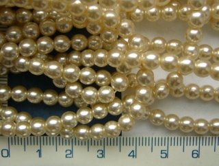 Voskovky, 4mm, smetanová lesklá, cca 110ks-10g