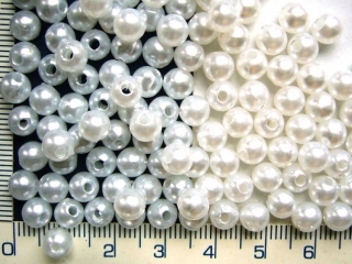 Plastové voskovky, bílá kulička, 6mm,cca100ks