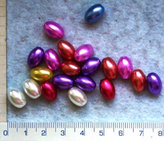 Plastové voskovky, barevný mix oválek, 11x7mm, 20ks
