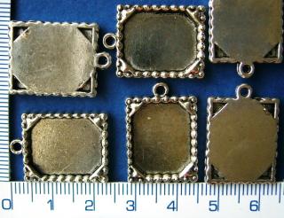 Lůžko na vložení fólie, obrázku nebo lepení kamínků,12x9mm, barva starostříbro