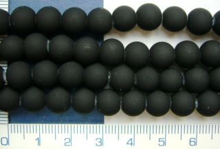 Skleněné, matové korálky, nový dekor,6mm, černá kulička mat, cca55ks-20g