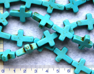 Kameny, howlit kříž, tyrkysový,10x8mm,1ks
