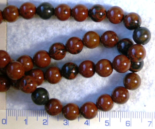 Kameny, obsidian moka kulička, 8mm,1ks