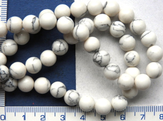 Opracovaný kámen,howlit bílý,kulička 6mm,1ks