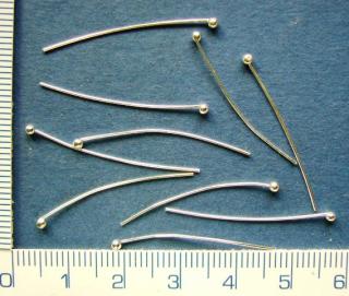 Ketlovací nýty tenké s kuličkou 0,60mm, 50mm,barva platina, 10ks