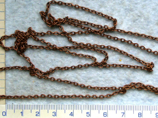 Komponenty, řetízek vroubkovaný, očka3x2mm, barva měděná,1m