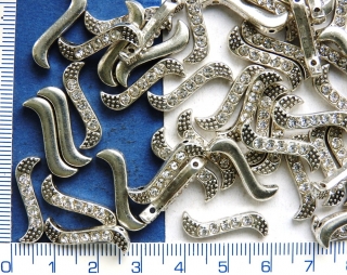 Ramínko-rozbočka se štrasovými kamínky dvouřadé,20x7mm,1ks