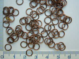 Kroužky, barva měď, 5mm, 100ks