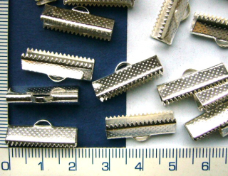 Zakončení na lanka, šňůrky,stříbrné, široké,8x20mm,1ks