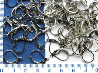 Náušnice, otevírací, mechanické, barva platina, 1ks