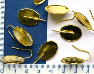 Náušnice s lůžkem na pryskyřic zlatéi,13x18mm,1ks