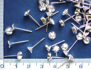 Náušnice,puzety s lůžkem do špičky, 6mm, 10ks