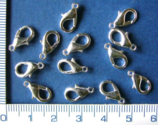 Zapínání karabinka 12mm, větší, stříbrná, 1ks