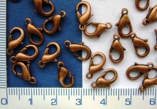 Zapínání, karabinka větší, 12mm,barva měď, 1ks