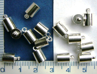 Kaplíky vlepovací, barva stříbrná,10x6mm,otvor 5,5mm,1ks